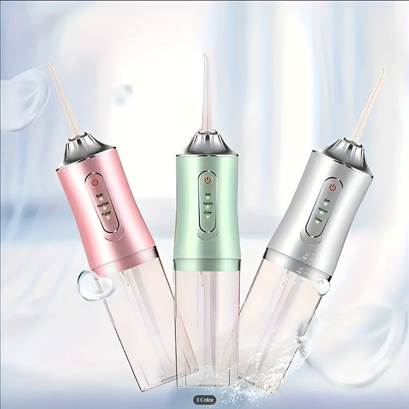 Rechargeable Pink Electric Water Flosser with High-Pressure Jet Tips for Braces and Hard-to-Reach Areas