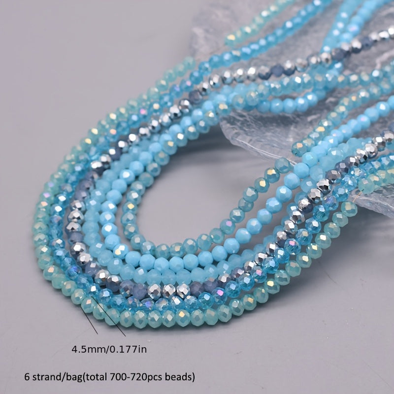 720 Pieces Faceted Glass Rondelle Beads 4mm for Jewelry Making and Crafts