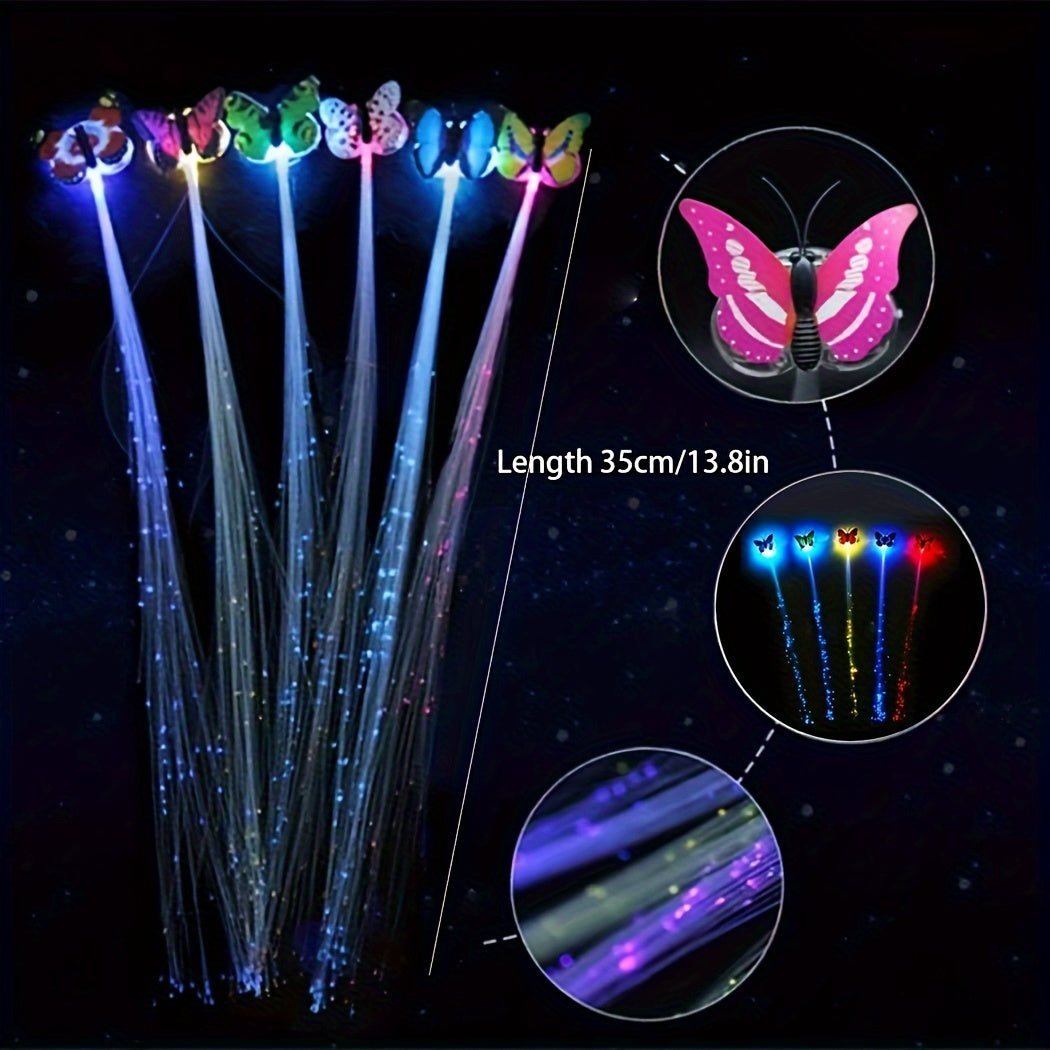 LED Hair Clips Butterfly Light Braids Multicolor Glowing Hair Accessories for Festivals Parties