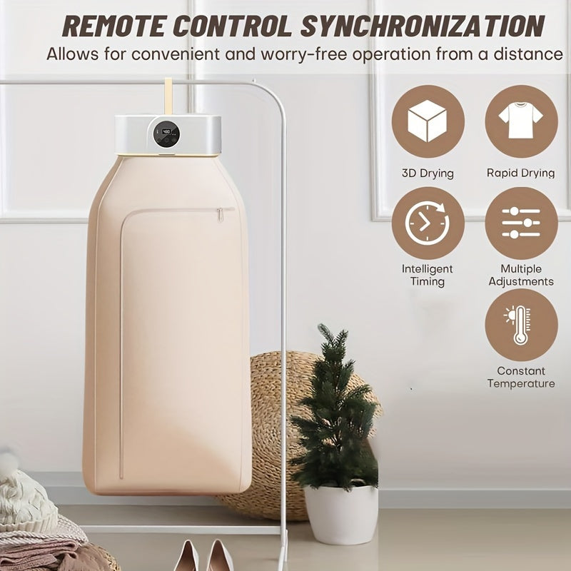 Foldable Clothes Dryer with UV Sterilization Quick Dry Space-Saving White and Gold