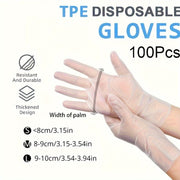 100 Pcs Waterproof TPE Disposable Gloves Food Safe Powder Free Clear Multipurpose