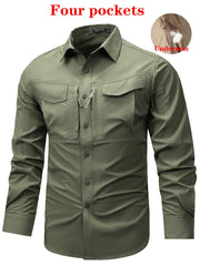 Men's Quick-Drying Combat Shirt with Ventilation Holes and Multiple Pockets