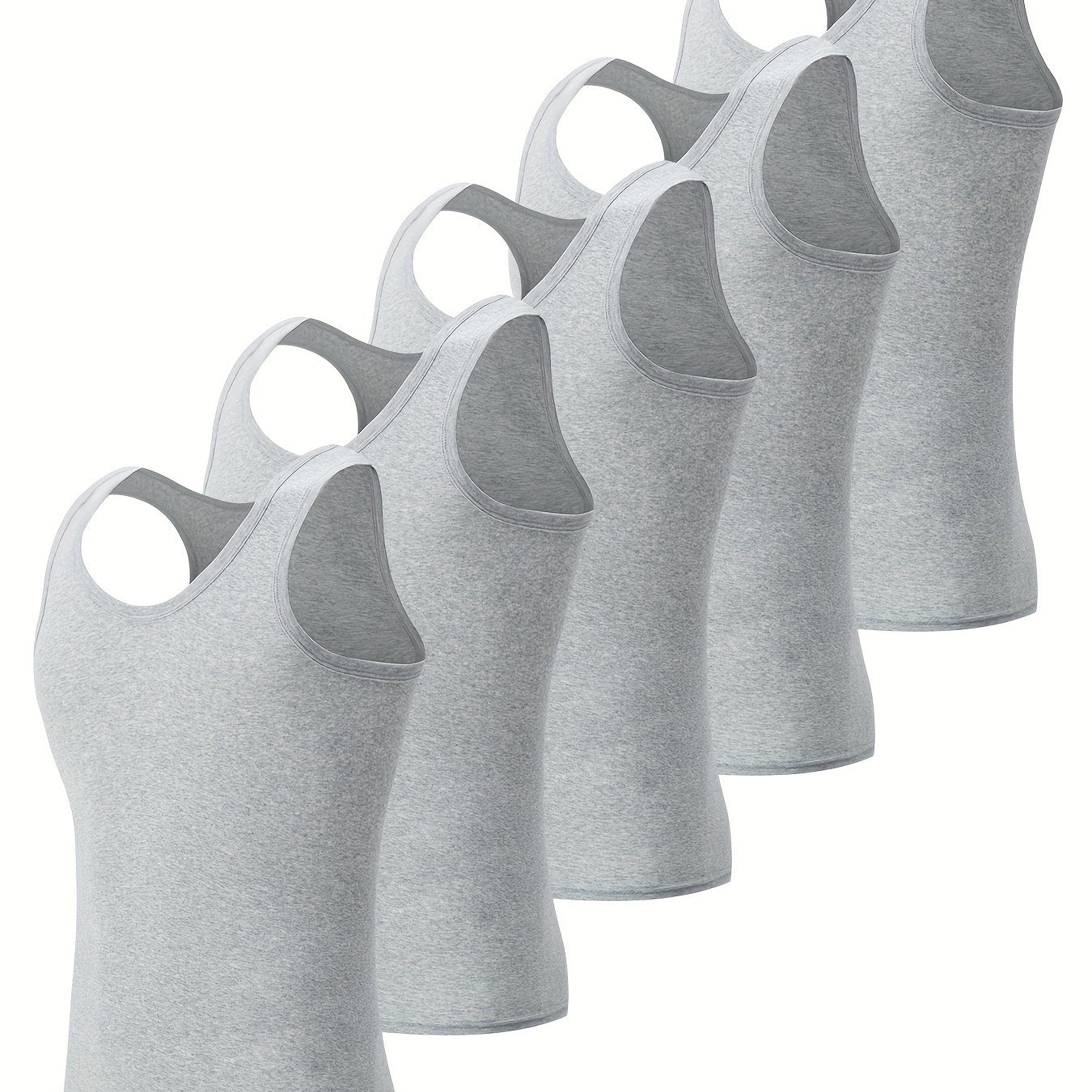 Men's White Cotton Tank Tops Set of 5 Athletic Casual Sleeveless Shirts