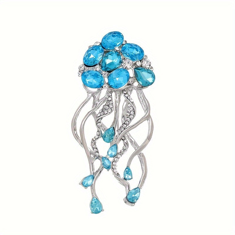 European and American Jellyfish Brooches Silver Marine Animal Jewelry for Clothing and Accessories