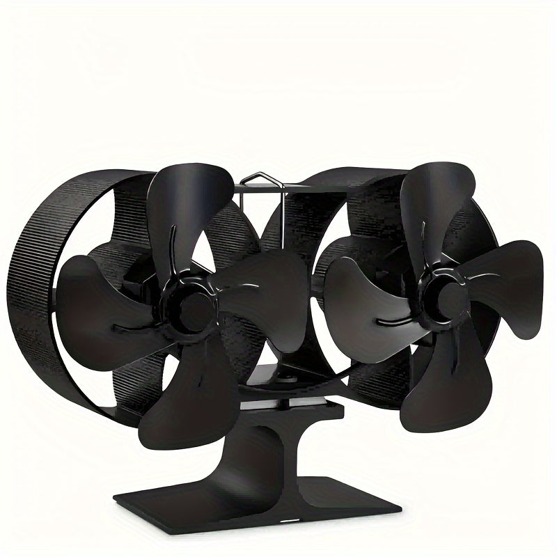 Wood Stove Fan Dual Motors 8 Blades Heat-Powered Fireplace Heater Accessory