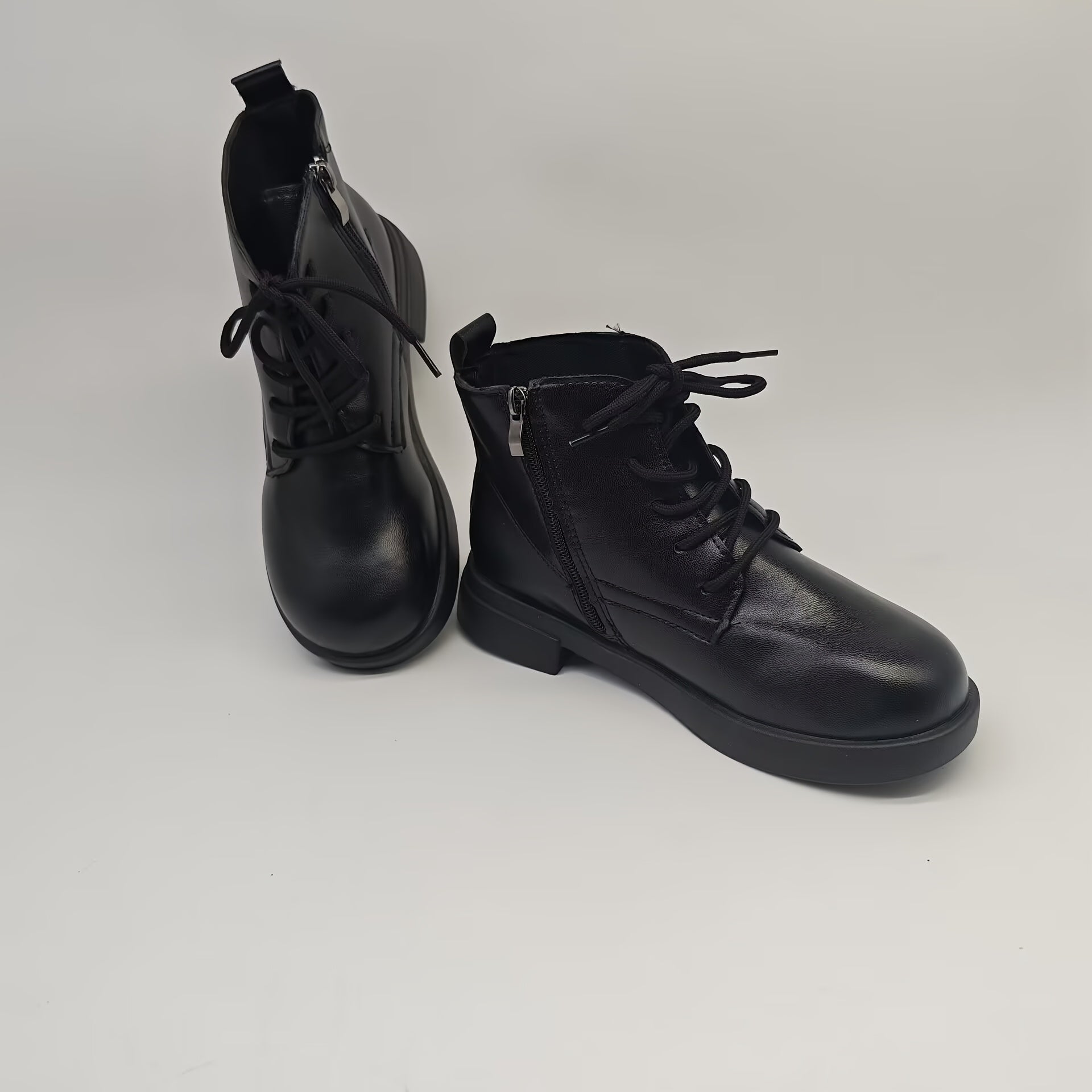 Women's Western Style Chunky Platform Boots Durable PU Low Heel