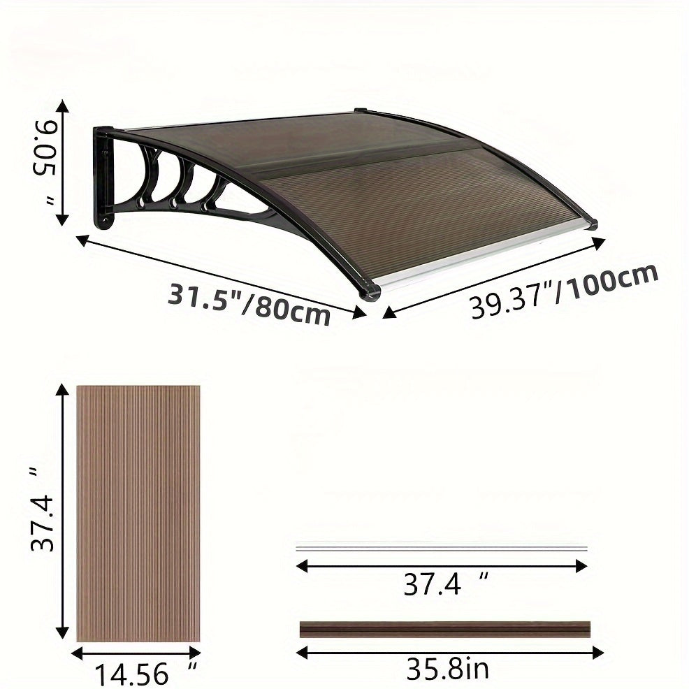 Outdoor Patio Awning 76.2cm x 101.6cm Brown Durable Easy Install Garden Deck