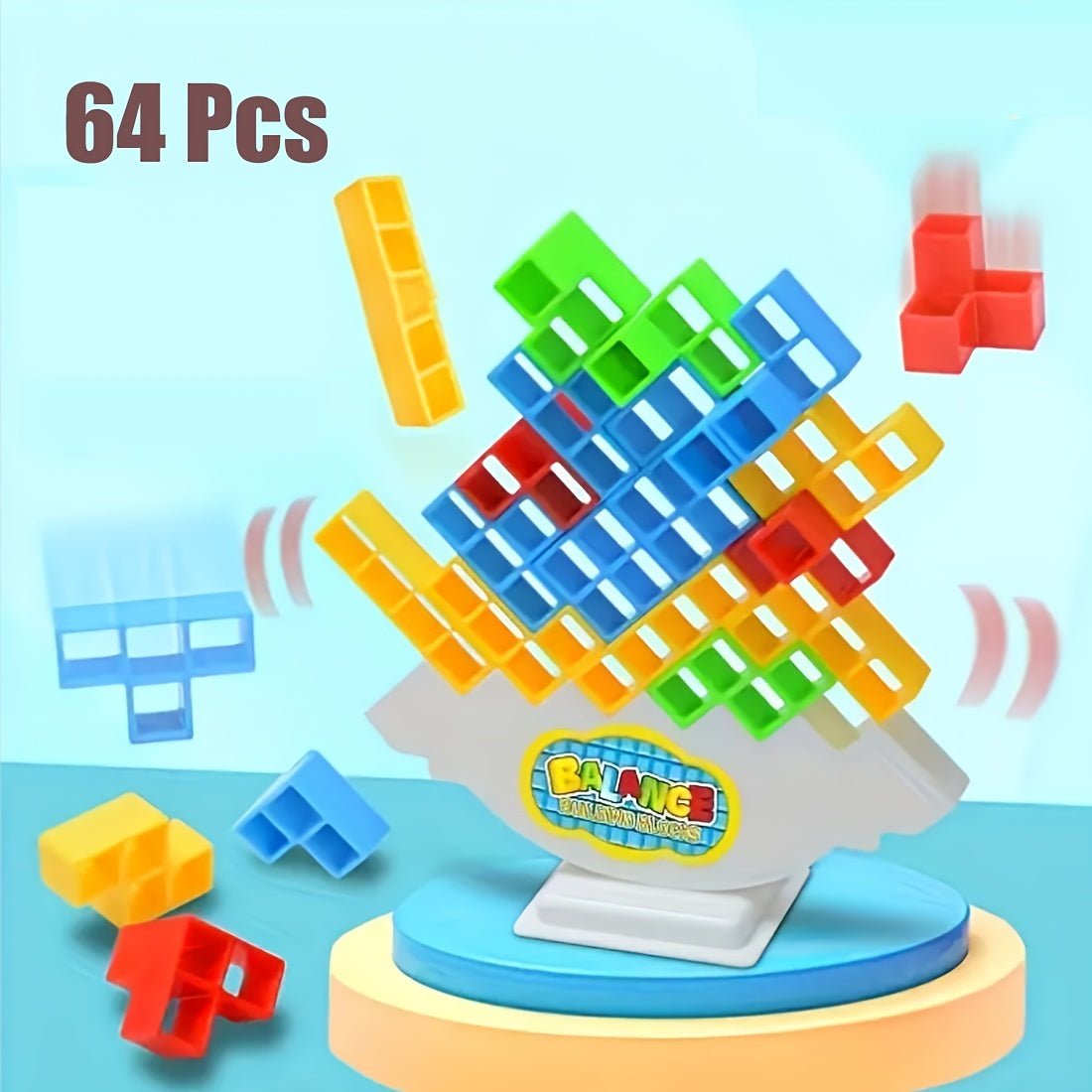 64pcs Tetra Balance Tower Game for Team Building and Party Fun