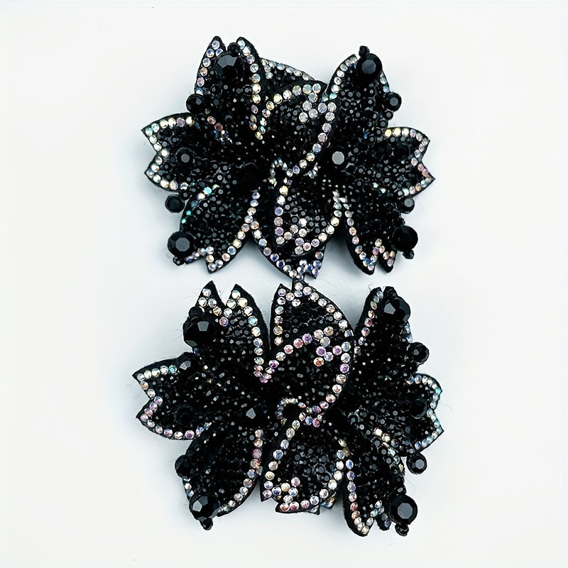 Women's Rhinestone Shoe Flowers 2pcs Detachable Buckles Dress Accessories