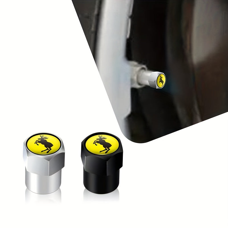 Juego de 4 tapas de válvula de neumático de metal para coche con diseño de ciervo