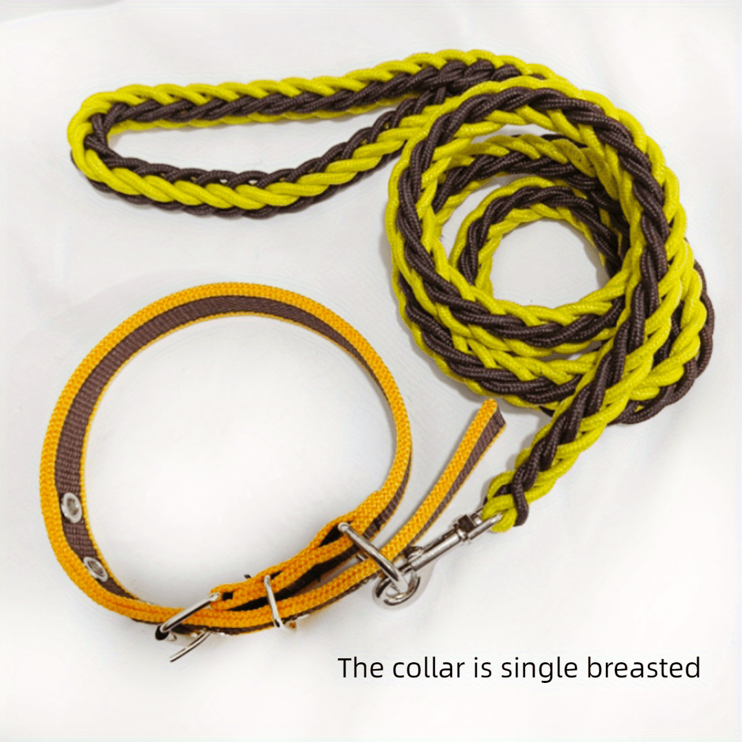 Heavy Duty Dog Collar and Leash Set with Braided Training Rope for Large Dogs