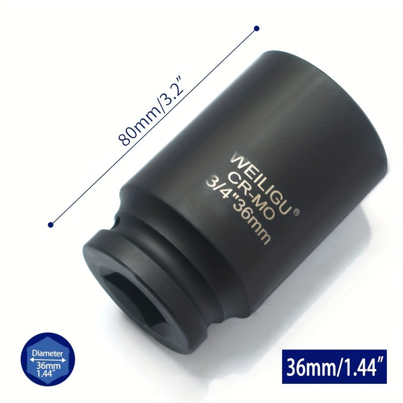 Тяжелая пневматическая головка-ключ 3/4 дюйма, средняя длина, хром-ванадий