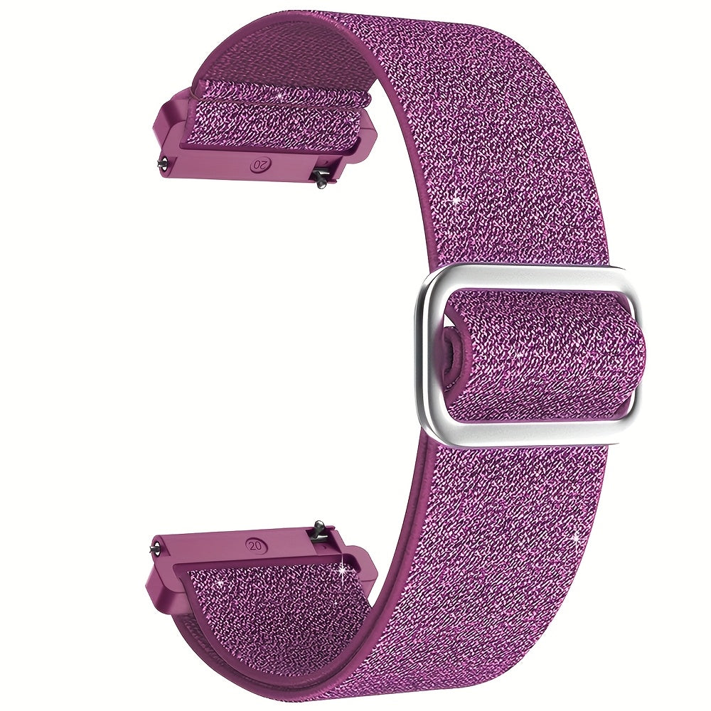 Correas de reloj de nylon brillante y elástico de 20mm para modelos Samsung Galaxy Watch, ajustables, elásticas, trenzadas, deportivas, para mujer