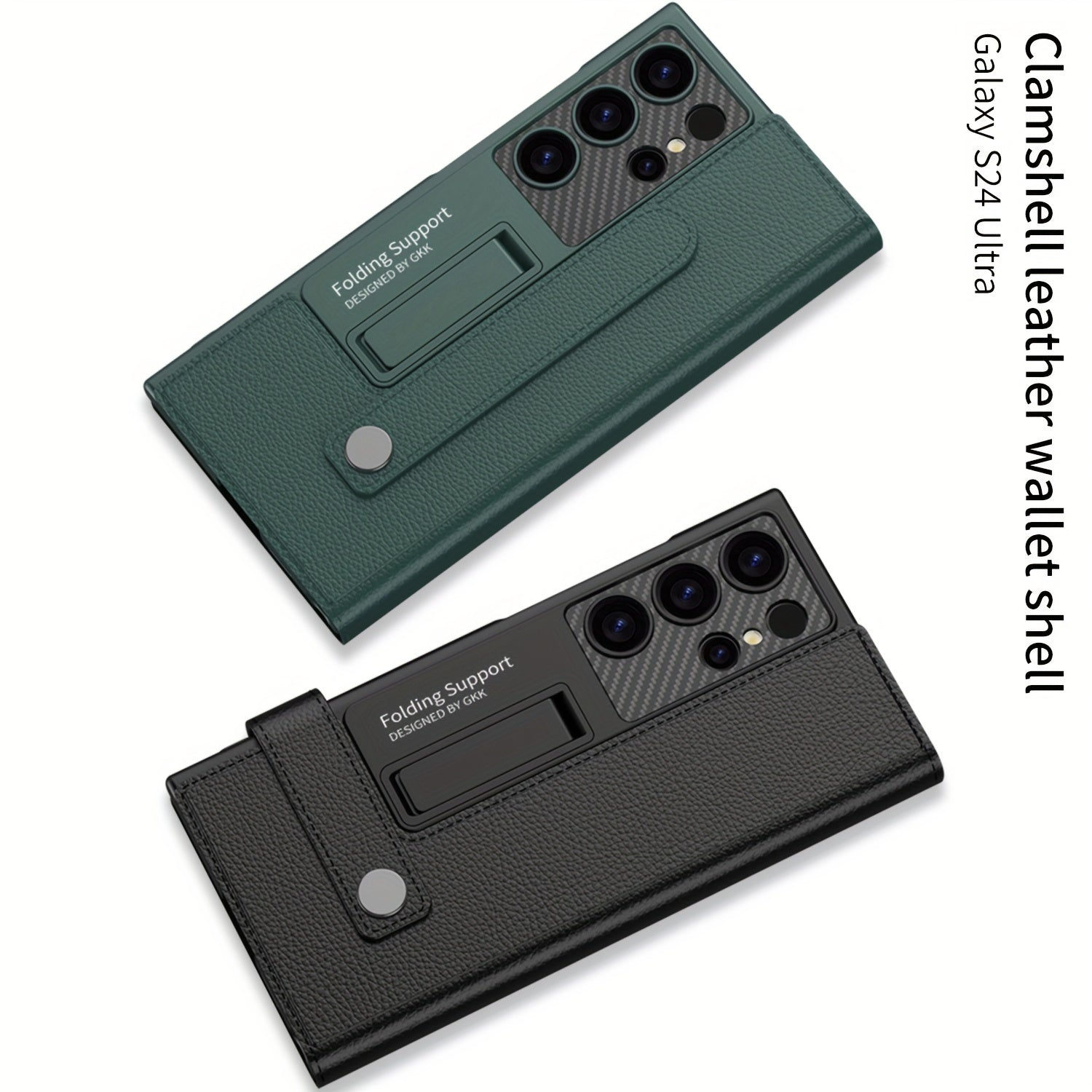 Leatherette Phone Case with Carbon Fiber Pattern for Samsung S24 Ultra Plus Card Storage Anti-Fall Protection