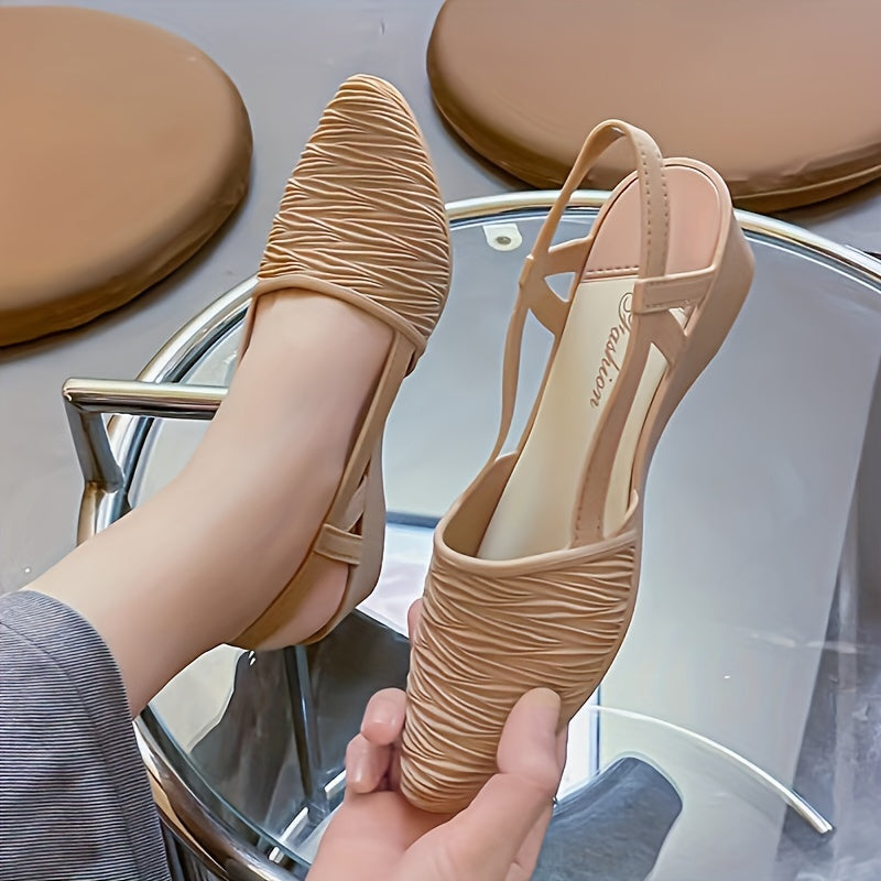 Women's Wedge Heel Shoes Casual Point Toe Slip-On Ankle Strap Shoes