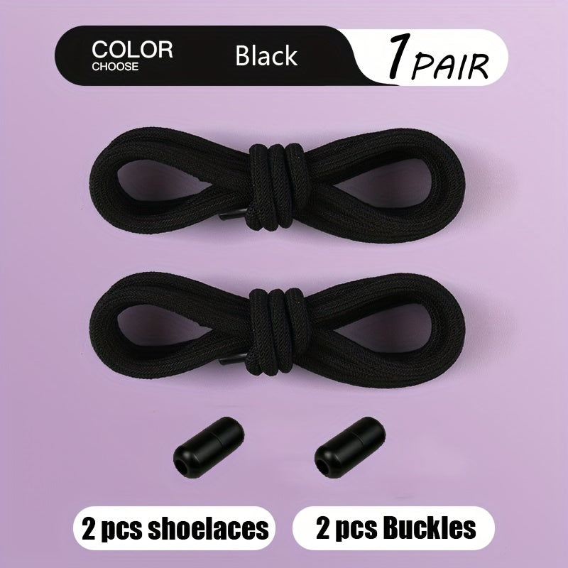 Teenagers Elastic Colorful Shoe Laces with Buckles and No Tie Needed (2 Pairs)