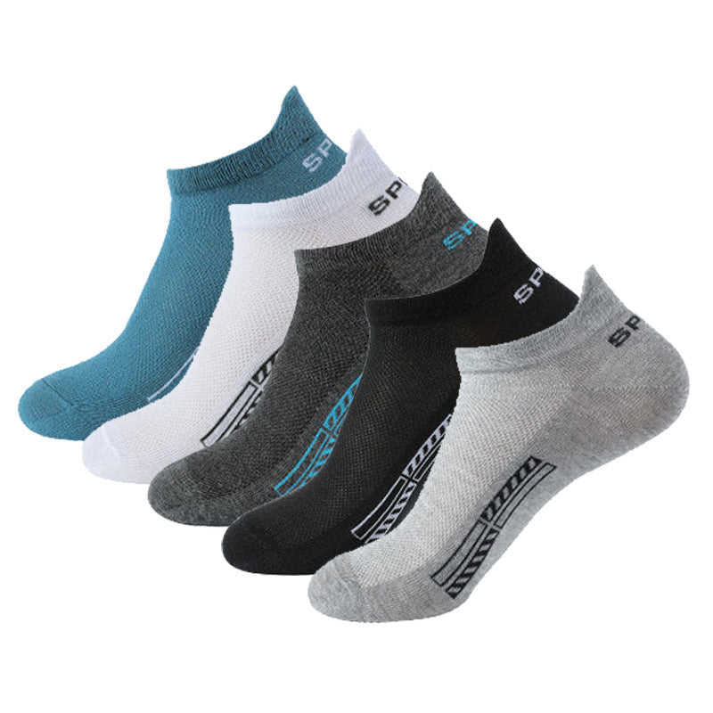 Men's Cotton Ankle Socks 5 Pairs Breathable Moisture-Wicking Summer Casual