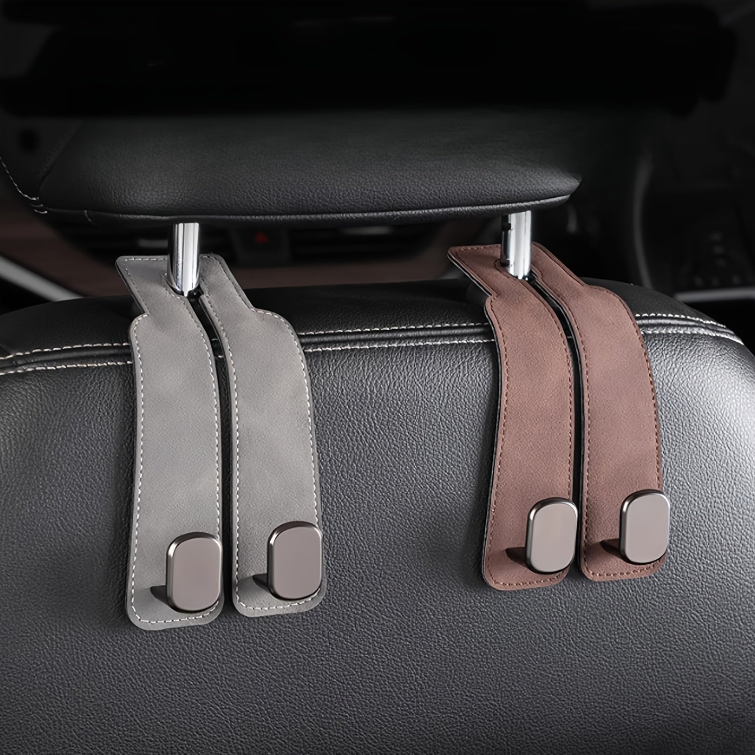 Car Headrest Hook Leather Back Seat Storage Organizer for Wallet Bag
