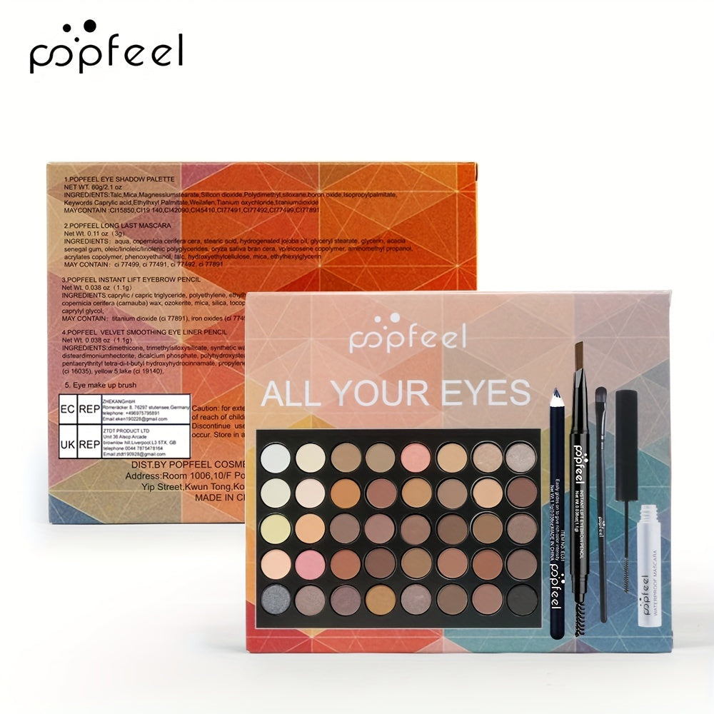 Set de maquillaje de ojos para mujer paleta de sombras delineador máscara lápiz de cejas