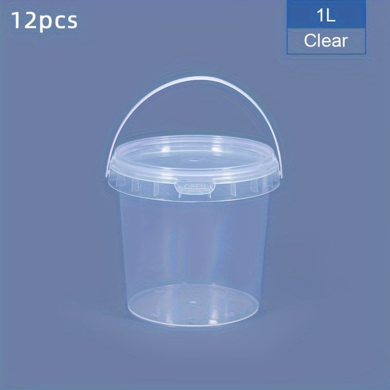12-Piece Clear Round Plastic Food Storage Containers with Handles, Microwave Safe