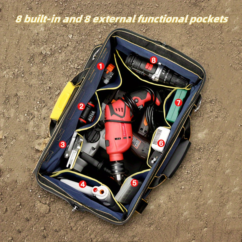 Профессиональная сумка для инструментов с несколькими отделениями, черная и желтая, прочный органайзер из Oxford для электриков, сантехников, плотников, механиков