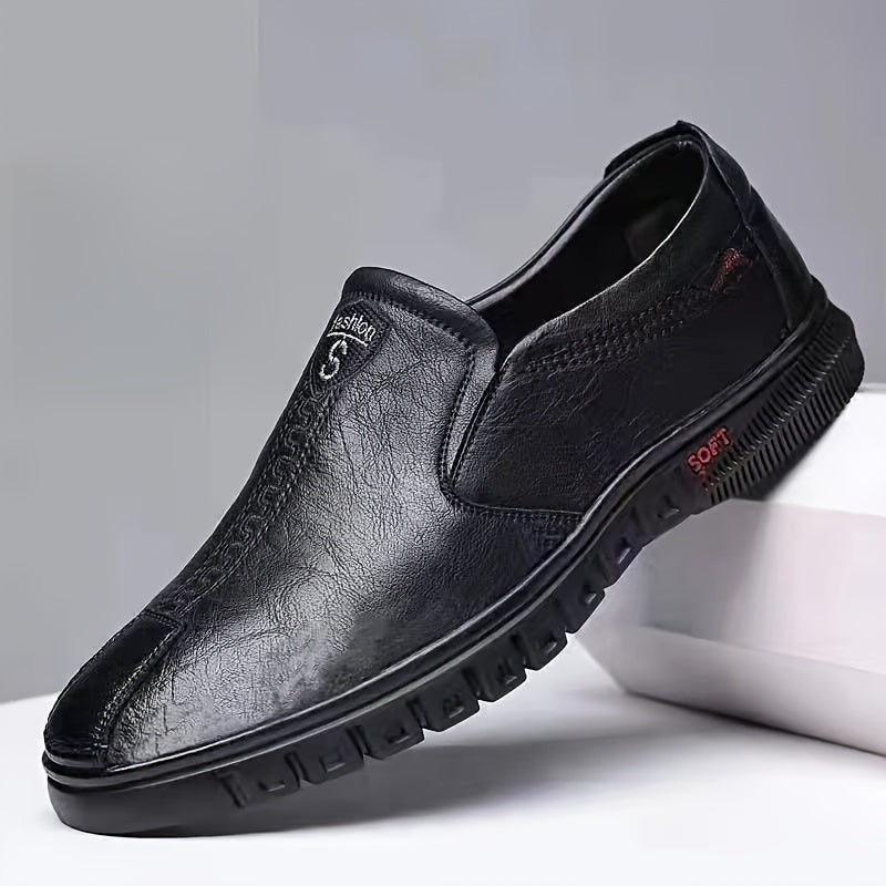 Men's Slip-On Loafers All-Season Solid Color Comfortable Non-Slip Rubber Sole