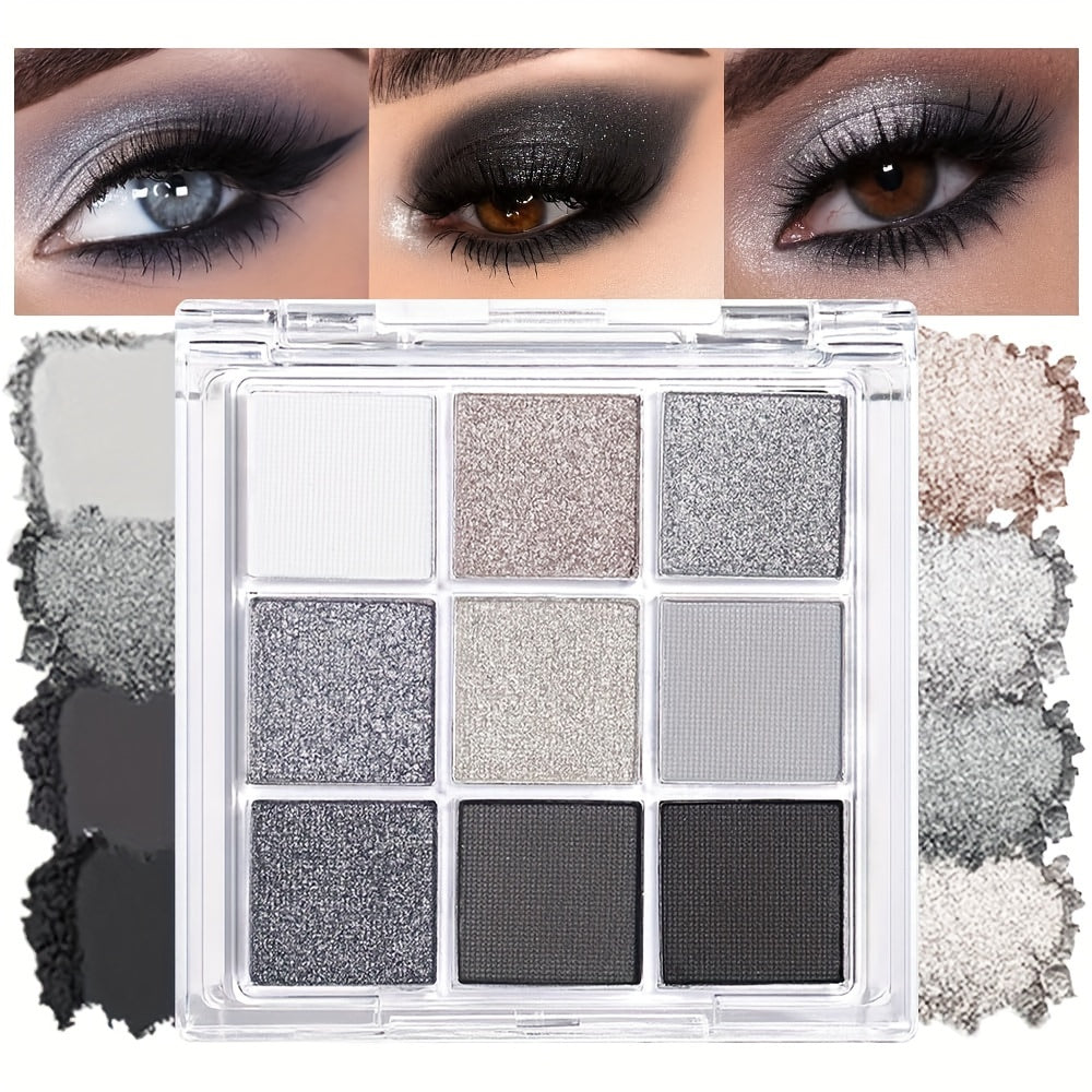 Women Smoky Eyeshadow Palette 9 Colors Glitter Waterproof Long-Lasting