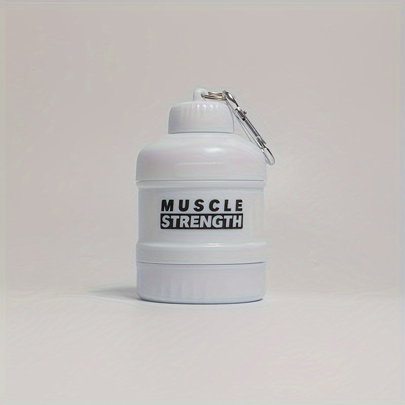 Portable Protein Powder Container with Multi-Tier Plastic Bottle and Keychain for Gym and Outdoor Sports
