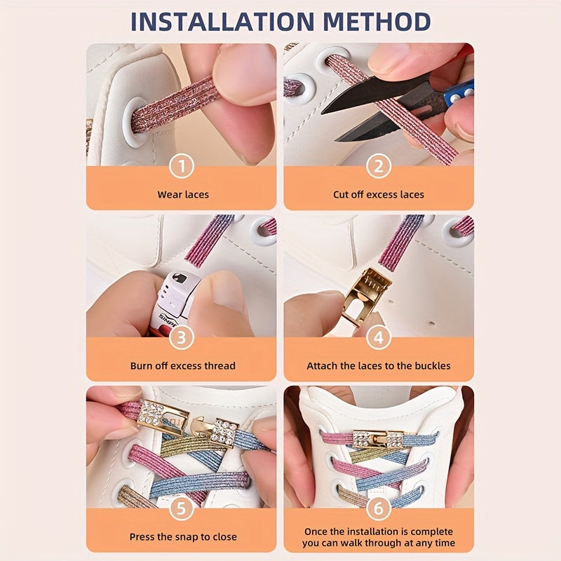 Unisex Plastic Shoe Buckles for Elastic Shoelaces with Rhinestones