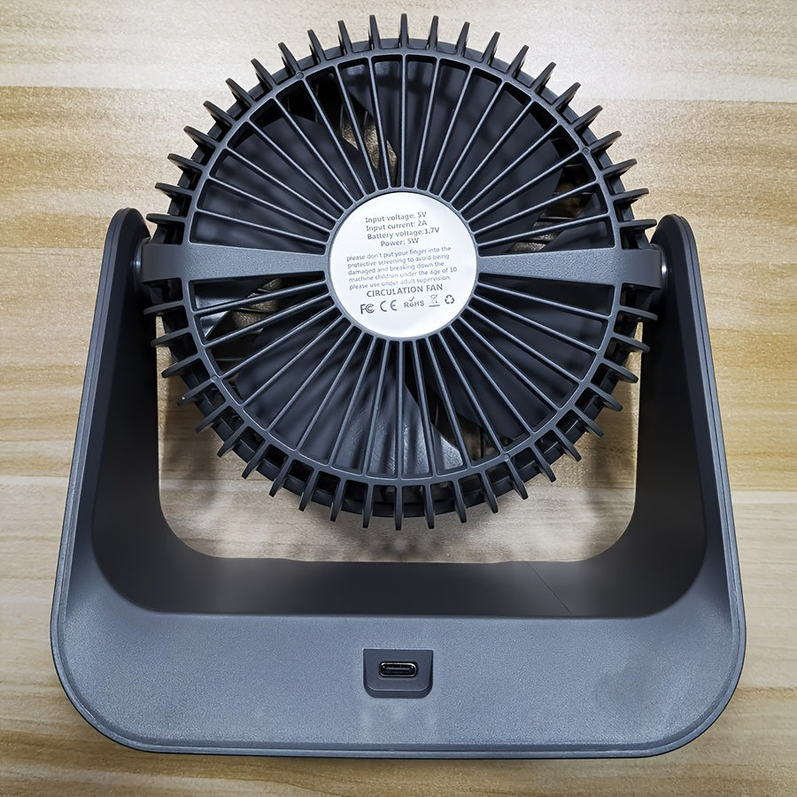 USB Table Fan with Turbo Speed, 5 Settings, Timer, Indoor Outdoor Use