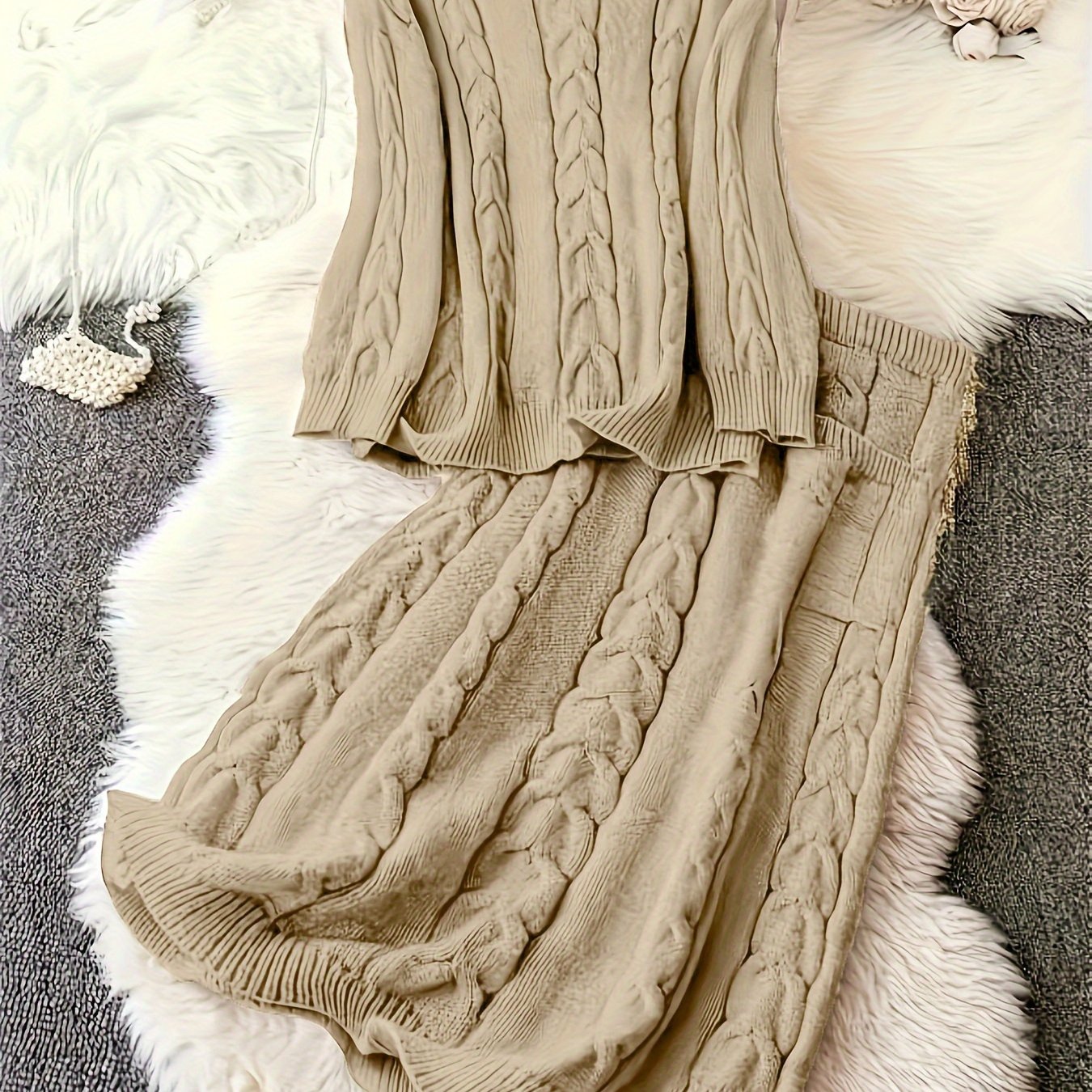 Women's Plus Size Sweater Set Pink Cotton Casual Wear