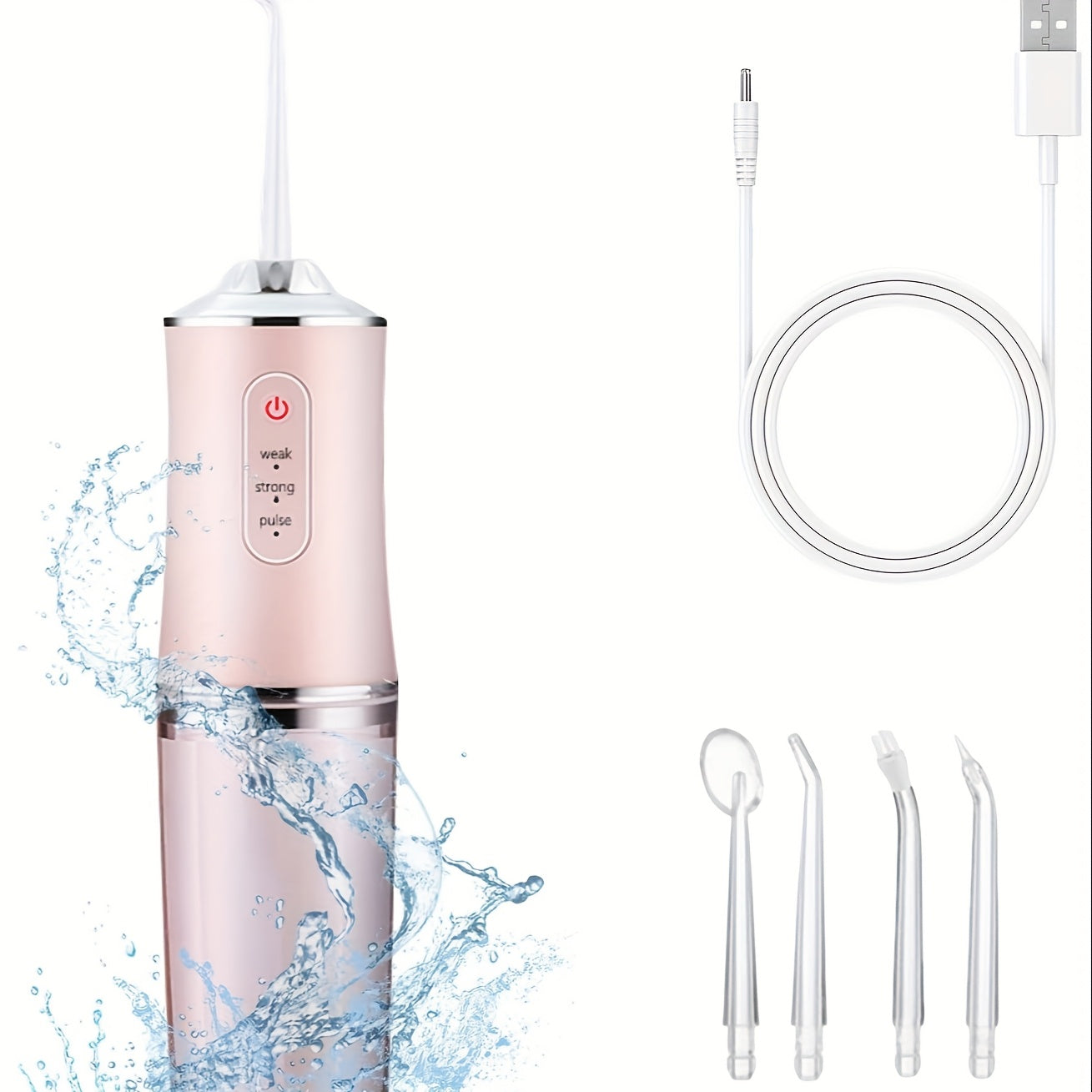 Portable Cordless Water Flosser for Teeth Cleaning with 3 Modes and 4 Nozzles