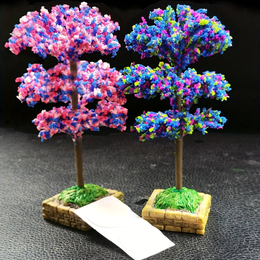 2 шт. миниатюрных искусственных цветочных деревьев из пластика для интерьера автомобиля/декора дома