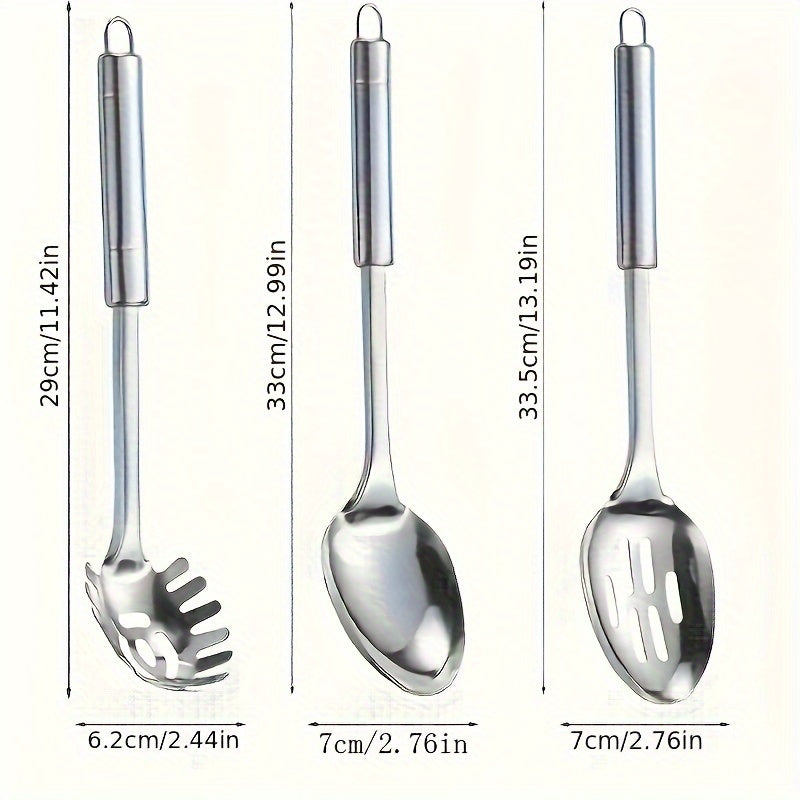Set of 10 Stainless Steel Kitchen Utensils with Spatula Ladle Slotted Turner and More