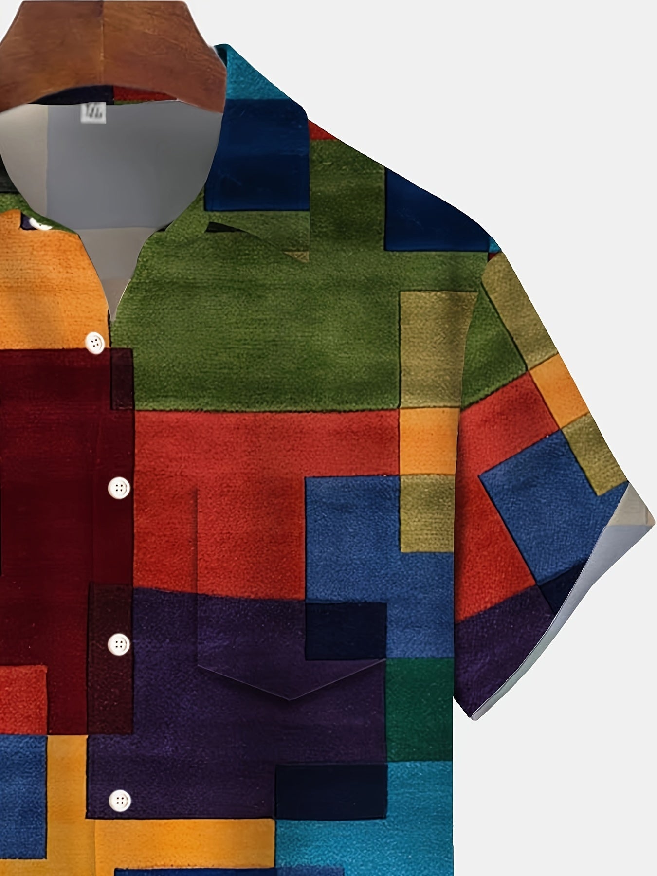 Men's Plus Size Short Sleeve Button-Up Shirt with Geometric Print Polyester Summer