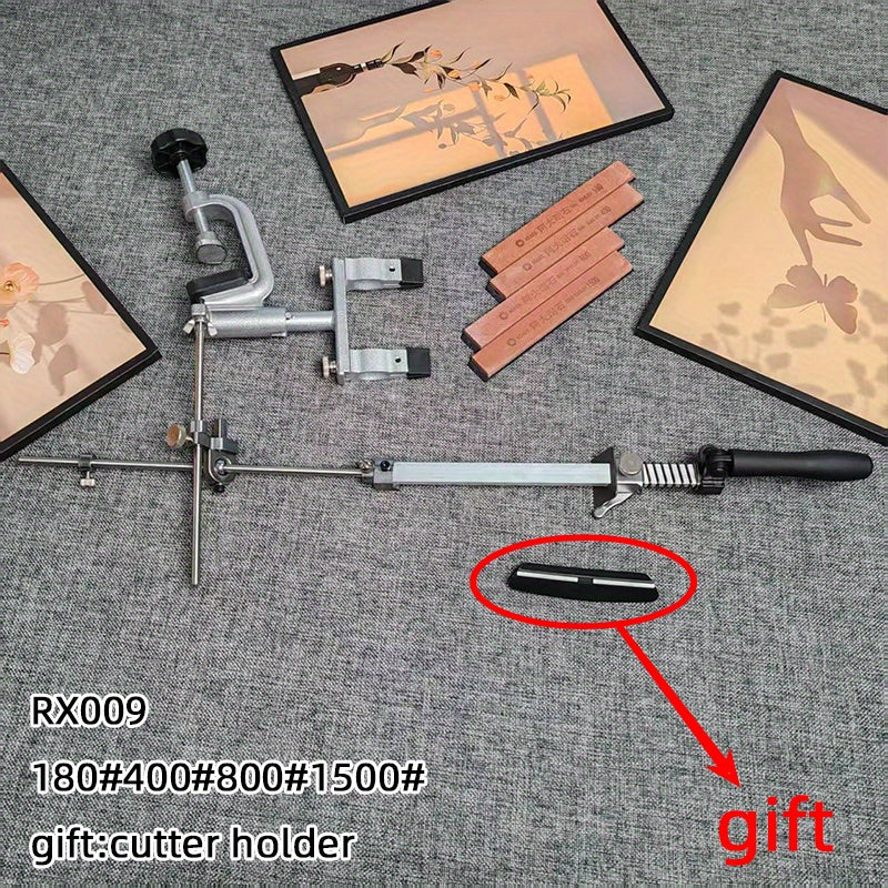 Boshqariladigan burchak va statik silliqlash moslamasi bilan oshxona asboblarini silliqlash tizimi.