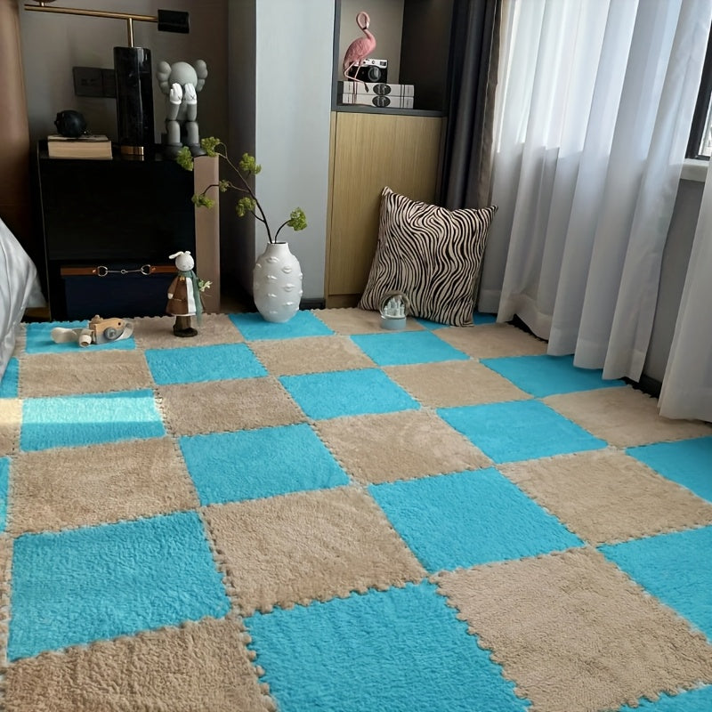 24-Piece Puzzle Mat Non-Slip Washable Flat Woven Sound Insulation Shock Absorption Indoor Carpet for Bedroom