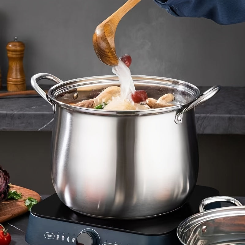 Stainless Steel Cookware Set with Glass Lids for Soups and Stews