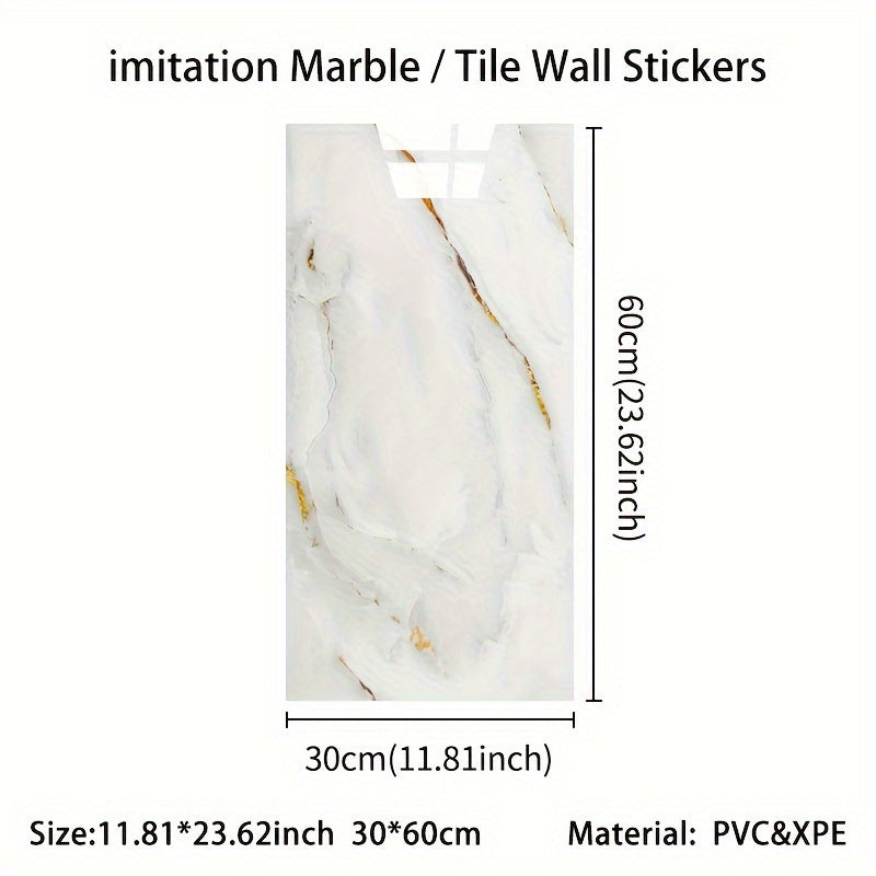 Marble Effect Self-Adhesive Wall Tiles Vinyl Waterproof Easy to Clean for Bathroom Kitchen Living Room Bedroom Pack of 10 20 or 50