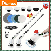 Electric Rotary Floor Scrubber with Wireless, 8 Brush Heads, Adjustable Handle