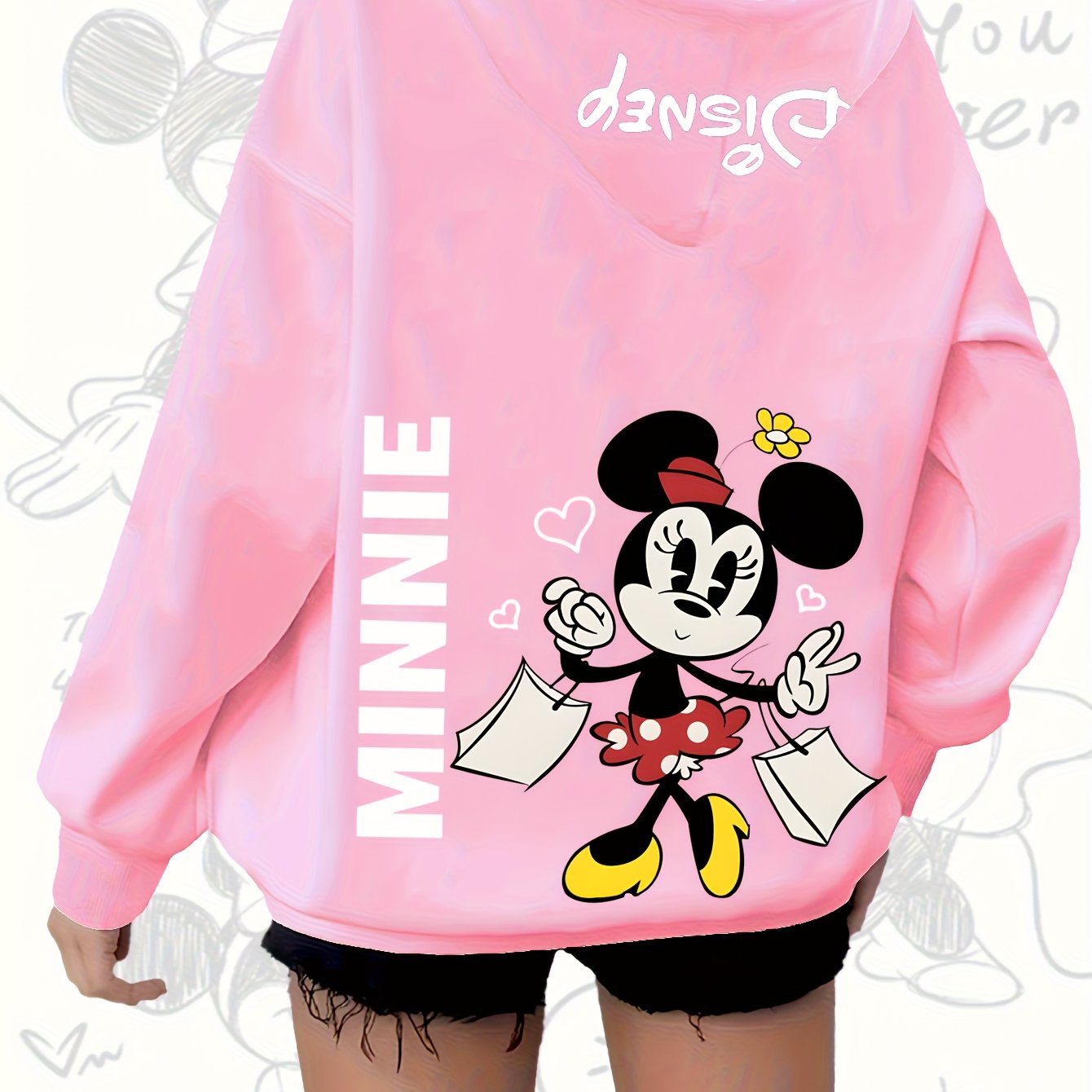 Girls Cotton Hoodie Zip-Up Sweatshirt with Cartoon Print Black White