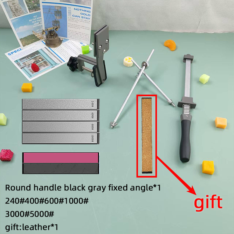 Dual Grit Angle Grinder Circular Handle Black Gray Fixed Angle Sharpener for Kitchen Outdoor Use