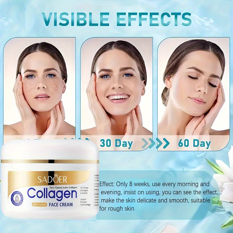 Crema facial de colágeno unisex con glicerina y ácido hialurónico para hidratación y brillo