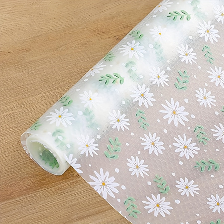 Floral and Grass Pattern EVA Shelf Liner Moisture Resistant Durable Drawer Mat