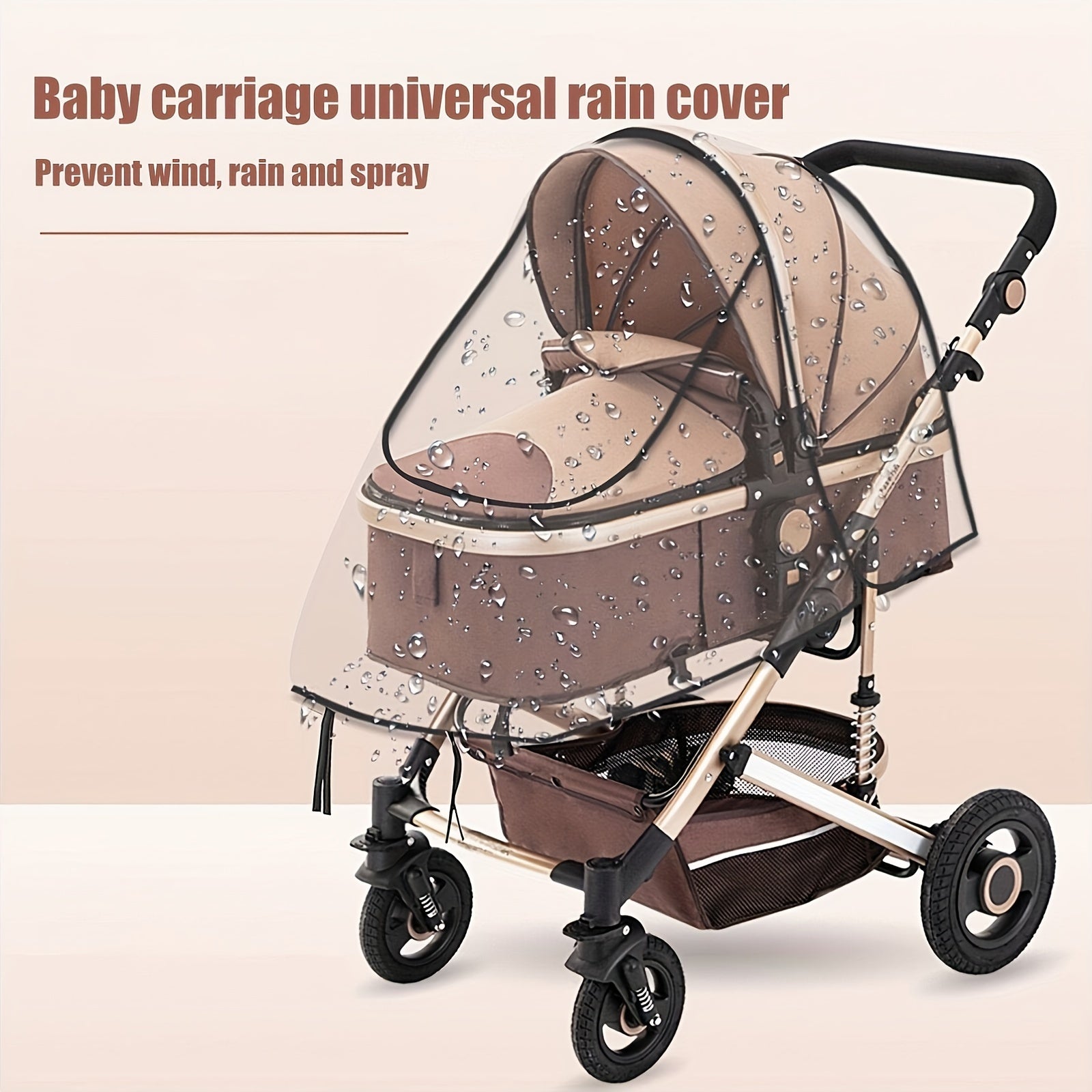 Bamboo Stroller Rain Cover with Transparent Shield for All-Weather Protection