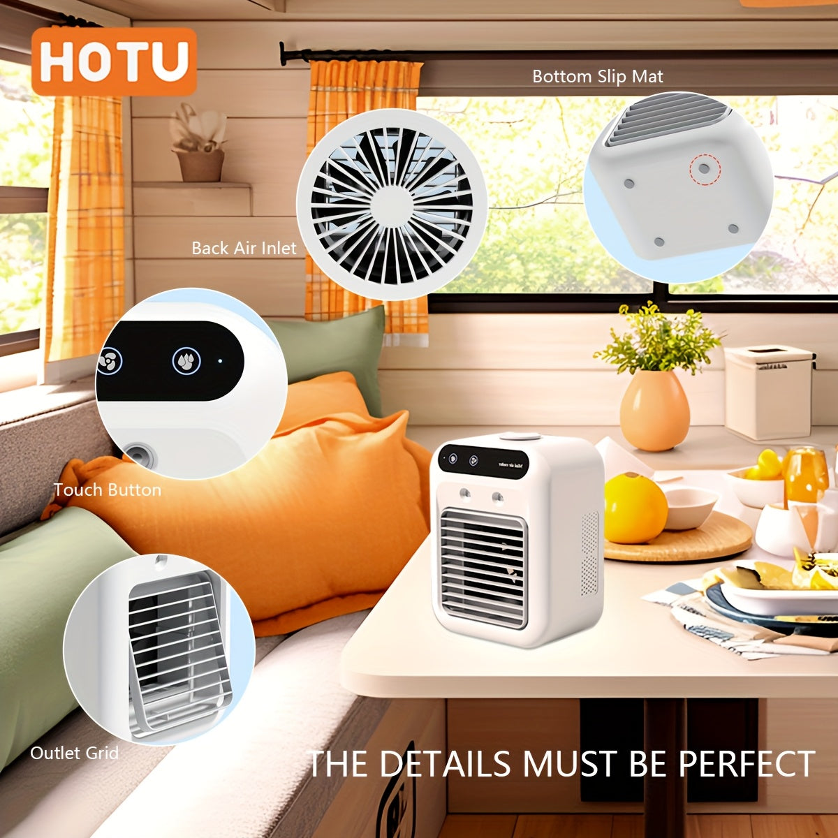 Portable USB Rechargeable Air Conditioner Humidifier for Home Office RV 3-Speed