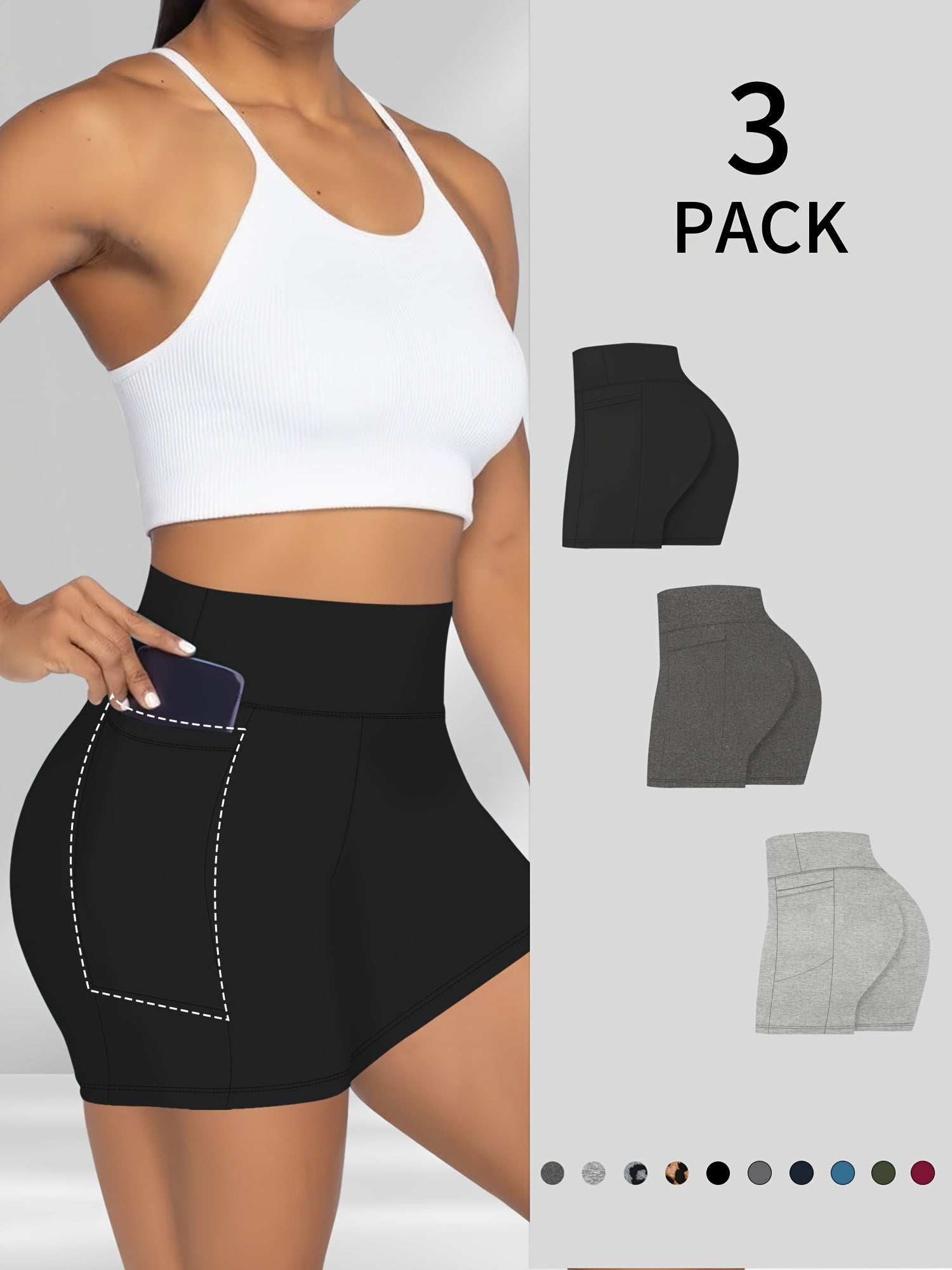 Шорты для женщин plus-size с высокой талией и эффектом подтяжки ягодиц, однотонные, летние, моделирующие