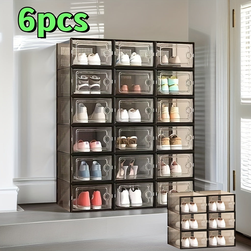 Clear Plastic Shoe Storage Boxes with Lids, Collapsible Stackable Organizer in Packs of 2 12 18 24