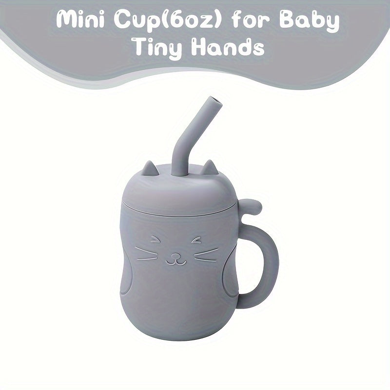 Kids Learning Cup 6oz Soft Rubber Training Cup with Lid Straw BPA Free