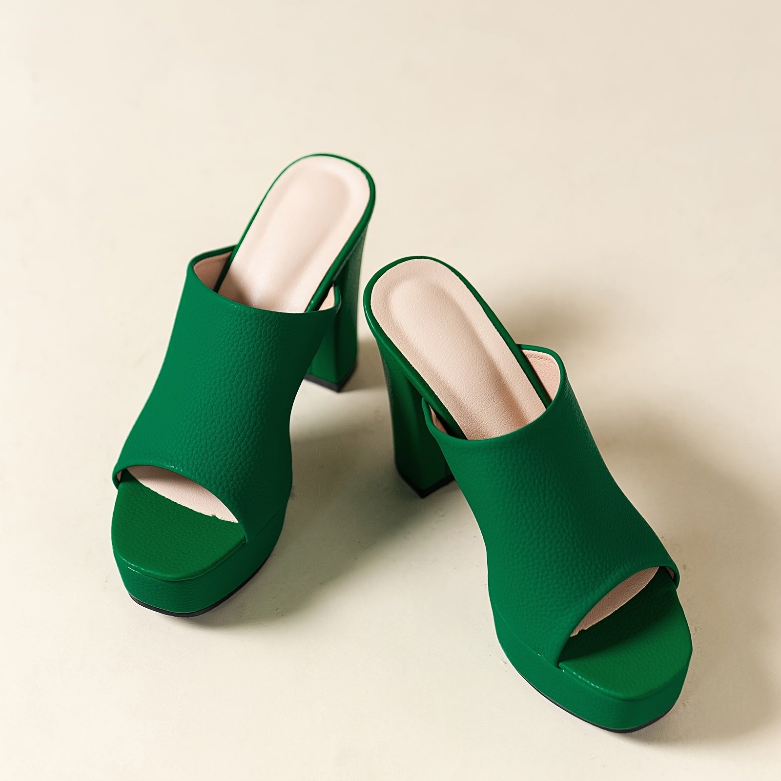 Women's Solid Color Slip-On Sandals with Chunky Heel for Summer Parties